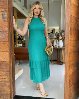 Vestido de Festa Casual Liso