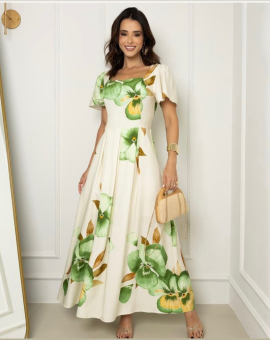 Vestido Longo com Estampa Floral