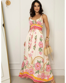 Vestido Longo Estampado de Alcinha