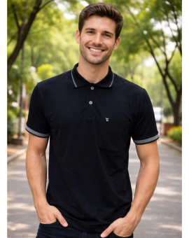 Camiseta Masculina Gola Polo Preta