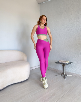 Conjunto Feminino de Academia Bicolor