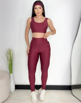 Conjunto Fitness Top e Calça Leg