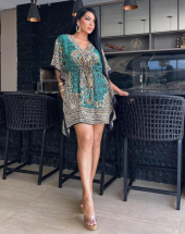 Vestido Kaftan Indiano Curto Vestido Indiano Trapézio Estampado Atacado 44 Goiânia