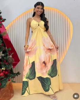 Vestido Longo Delicado Estampa Floral