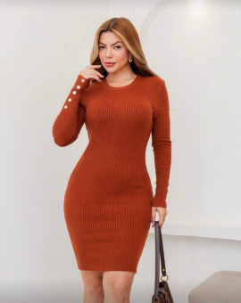 Vestido Manga Longa Tubinho no Tricô