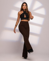 Calça Flare em Cotele Marrom Atacado 44 Goiânia