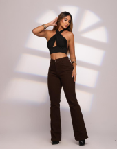 Calça Flare em Cotele Marrom Atacado 44 Goiânia