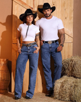 Calça Jeans Country Feminina Larguinha