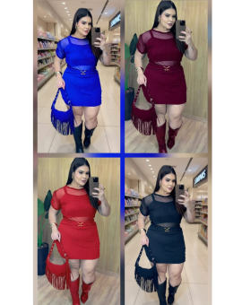Conjunto Feminino Plus Size Saia Curta