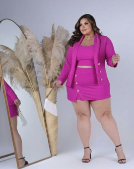 Conjunto Short Saia e Blazer Plus