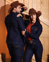 Jaqueta Jeans Escuro Country Unissex Atacado 44 Goiânia