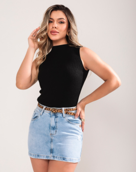 Mini Saia Jeans Lavagem Clara