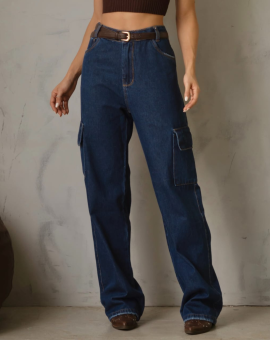 Calça Feminina Cargo Jeans Premium
