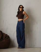 Calça Feminina Cargo Jeans Premium Atacado 44 Goiânia