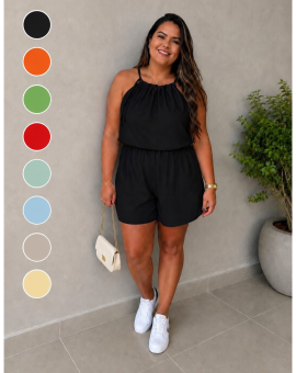 Macaquinho Plus Size Liso Fresquinho