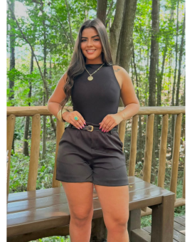 Shortinho de Alfaiataria Feminino Preto Liso