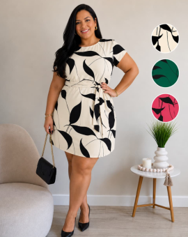 Vestido Curto Moda Maior Estampado