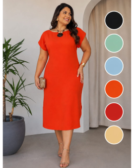 Vestido Midi de Manguinha Plus