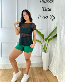 Blusa de Academia Feminina no Tule