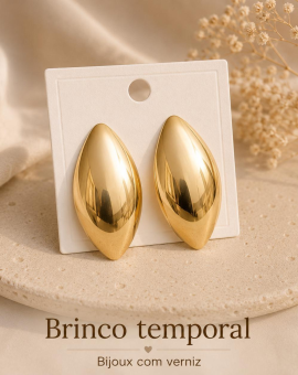 Brinco Feminino Dourado Oval