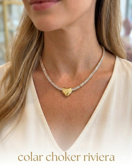 Colar Choker Riviera Pingente Coração