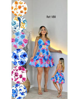 Vestido Curto Estampa Florida Rodado