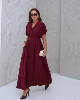 Vestido Longo Chemise com Cinto