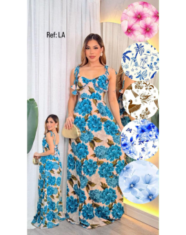 Vestido Longo Florido Alça de Amarrar