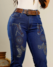 Calça Jeans Feminina Bordado Cavalo Atacado 44 Goiânia