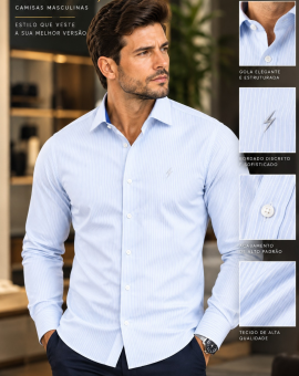 Camisa Masculina Manga Longa Elegante