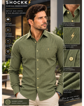 Camisa Masculina Manga Longa Xadrez
