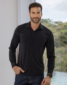 Camisa Masculina Social Manga Longa Preta