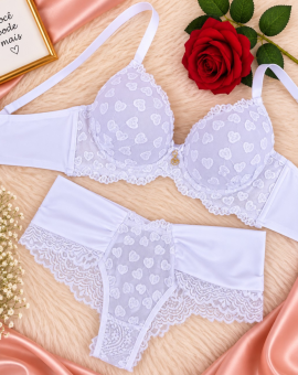 Conjunto de Lingerie Branco de Renda