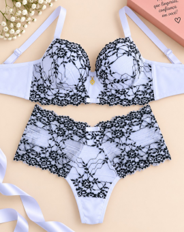 Conjunto de Lingerie de Renda Delicado
