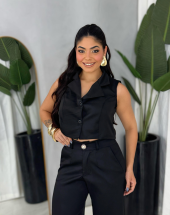 Conjunto Feminino de Alfaiataria Preto Atacado 44 Goiânia