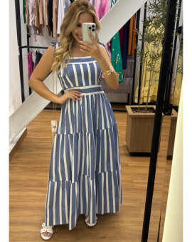 Vestido Longo Listrado de Alcinha